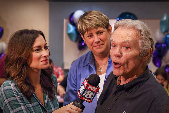 Dick Goddard being interviewed