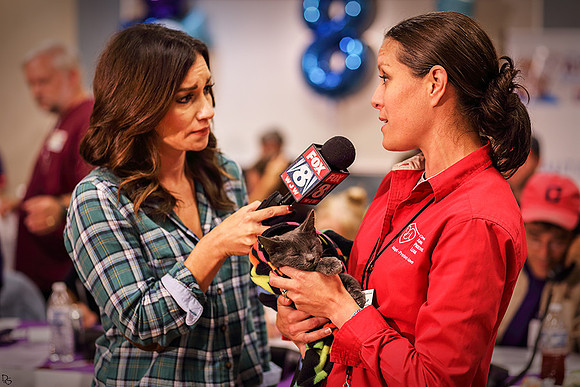 Ayse Dunlap being interviewed