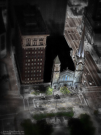 Old Stone Church - Public Square - Cleveland Ohio (Lensbaby)